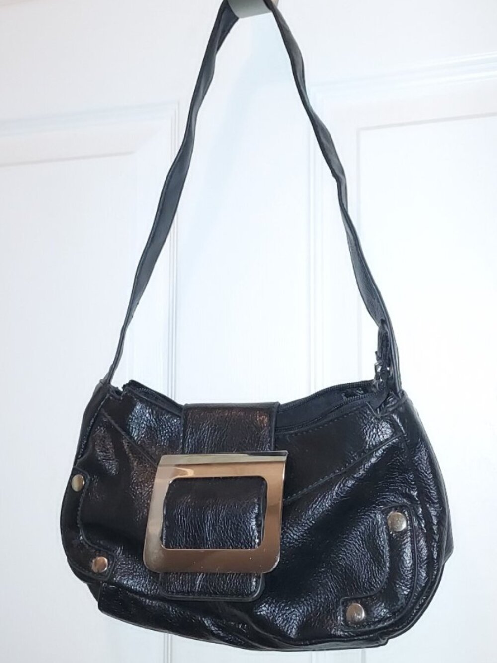 Y2K Vintage ATTENTION Faux Textured Leather Snap Flap hobo shoulder bag purse